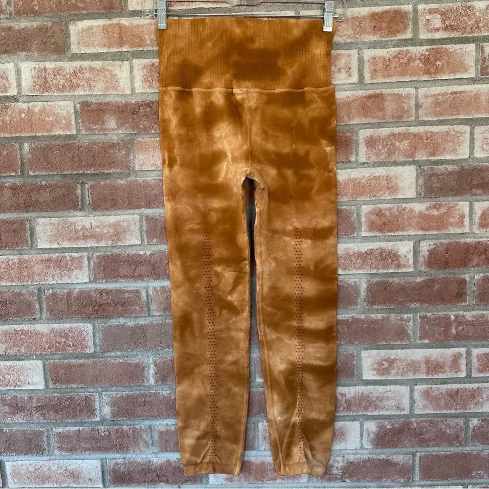 Free People Space Dye Om Ashanti Leggings Women’s Medium Large Orange Beige